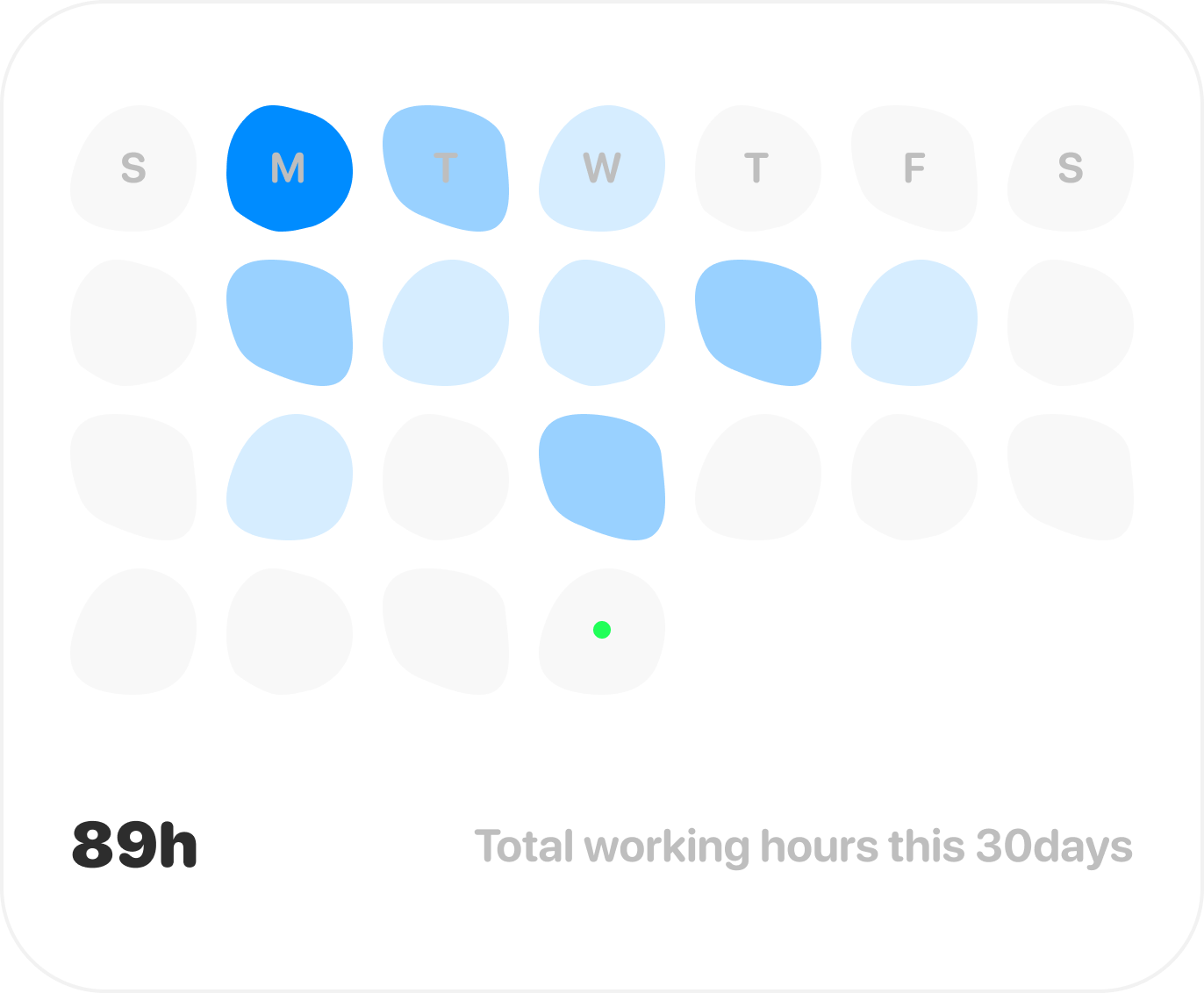 Work Timer Calendar Screen - View work style at a glance